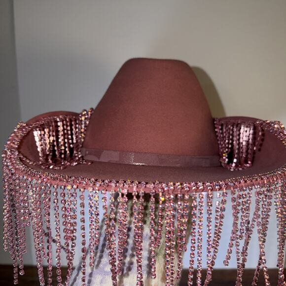 Handmade Flying Hatter Felt Cowboy Hat Pink (bachelorette/wedding) 7 3/8 main image 6